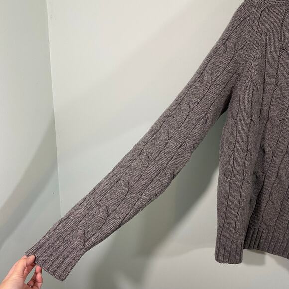 Abercrombie & Fitch Men Grey Cable Knit Wool Blend V-neck Pullover Sweater Sz M - Picture 7 of 8